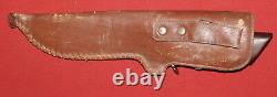 1983 Hand Made steel hunting bowie knife with leather sheath