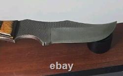 1986 Vintage ANZA 8.5 FIXED BLADE KNIFE 4 Clip Point BLADE With Leather Sheath