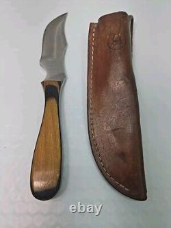 1986 Vintage ANZA 8.5 FIXED BLADE KNIFE 4 Clip Point BLADE With Leather Sheath