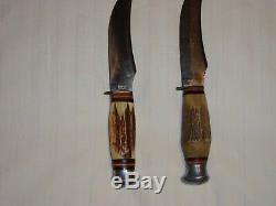 2 Gently Used American Knife Company Stag Hunting Knives Solingen Germany