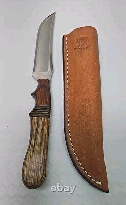 2013 Vintage ANZA 8.75 FIXED BLADE KNIFE 4.25 Trailing BLADE With Leather Sheath