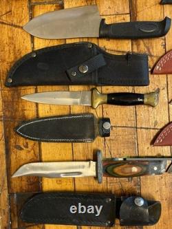 22pc Fixed Blade Hunting Knife Lot Marttiini Western USA Morakniv Hatchet Sheath