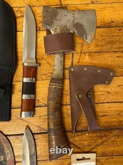 22pc Fixed Blade Hunting Knife Lot Marttiini Western USA Morakniv Hatchet Sheath