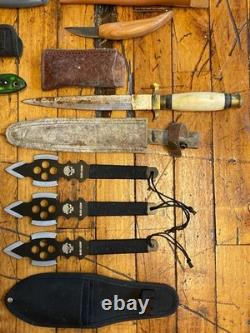 22pc Fixed Blade Hunting Knife Lot Marttiini Western USA Morakniv Hatchet Sheath