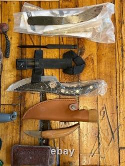 22pc Fixed Blade Hunting Knife Lot Marttiini Western USA Morakniv Hatchet Sheath