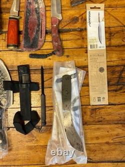 22pc Fixed Blade Hunting Knife Lot Marttiini Western USA Morakniv Hatchet Sheath