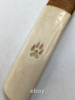 7 HAND made FRONTIER carved flint Bear paw hunting KNIFE 1 of a kind (B2)