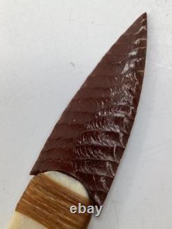 7 HAND made FRONTIER carved flint Bear paw hunting KNIFE 1 of a kind (B2)