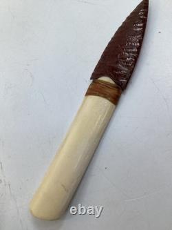 7 HAND made FRONTIER carved flint Bear paw hunting KNIFE 1 of a kind (B2)