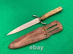 A. W. Wadsworth & Son Vintage Stag Dagger Bowie Fighter1905-36 Knife & Sheath