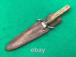 A. W. Wadsworth & Son Vintage Stag Dagger Bowie Fighter1905-36 Knife & Sheath