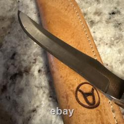 ANZA Knife Beautiful Wood Handle Fixed Blade 8 Total 4.25 Blade W Sheath