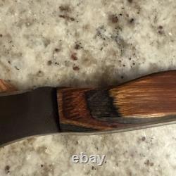 ANZA Knife Beautiful Wood Handle Fixed Blade 8 Total 4.25 Blade W Sheath