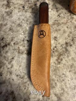 ANZA Knife Beautiful Wood Handle Fixed Blade 8 Total 4.25 Blade W Sheath