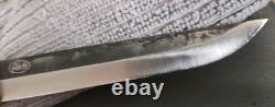 Ahti Juhlapuukko Knife Stained Curly Birch Handle 4.75 Inch Carbon Steel Blade