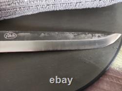 Ahti Juhlapuukko Knife Stained Curly Birch Handle 4.75 Inch Carbon Steel Blade