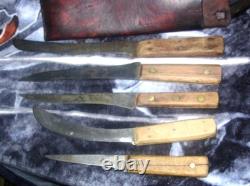 Antique Buffalo Hunter Knife Sheath-5 Vintage Butcher Knives-Re-enactments