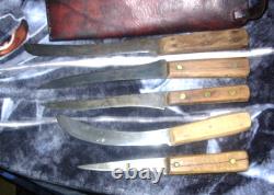 Antique Buffalo Hunter Knife Sheath-5 Vintage Butcher Knives-Re-enactments