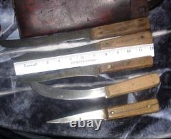Antique Buffalo Hunter Knife Sheath-5 Vintage Butcher Knives-Re-enactments