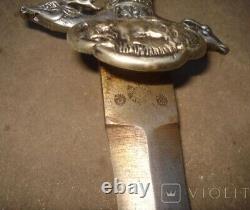 Antique Dagger Knife Hunting Coat of Arms Two Headed Eagle Blade Handle Rare 19c