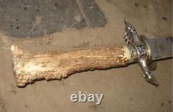 Antique Dagger Knife Hunting Coat of Arms Two Headed Eagle Blade Handle Rare 19c