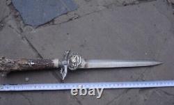 Antique Dagger Knife Hunting Coat of Arms Two Headed Eagle Blade Handle Rare 19c