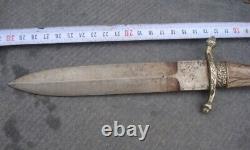 Antique Dagger Knife Hunting WKC Crown Fixed Metal Germany Handle Rare Old 20th