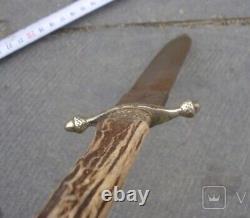 Antique Dagger Knife Hunting WKC Crown Fixed Metal Germany Handle Rare Old 20th