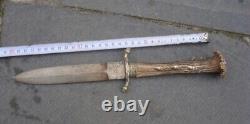 Antique Dagger Knife Hunting WKC Crown Fixed Metal Germany Handle Rare Old 20th