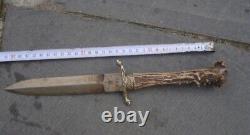 Antique Dagger Knife Hunting WKC Crown Fixed Metal Germany Handle Rare Old 20th