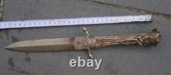 Antique Dagger Knife Hunting WKC Crown Fixed Metal Germany Handle Rare Old 20th