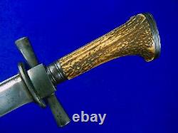 Antique German Germany WW1 Stag Hunting Dagger Knife Short Sword with Scabbard