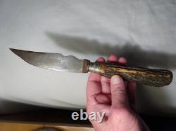Antique H. BOKER & CO. HUNTING KNIFE GERMAN TREE-BRAND WITH STAG HANDLE ODD
