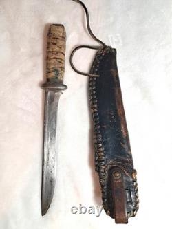 Antique Knife Fixed Blade Sheath Leather Primitive EXTREMELY SHARP collectible