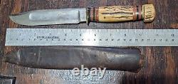 Antique MSA Gladstone Michigan Stag Hunting KNIFE with Sheath Rare