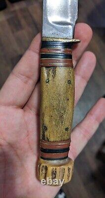 Antique MSA Gladstone Michigan Stag Hunting KNIFE with Sheath Rare