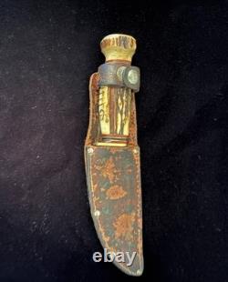 Antique Marbles 1916 Gladstone Knife with Original Leather Sheath 200-03