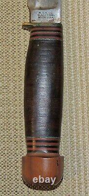 Antique Marbles M. S. A. Co. Ideal Hunting Fighting Knife, w. Original Tube Sheath