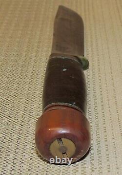 Antique Marbles M. S. A. Co. Ideal Hunting Fighting Knife, w. Original Tube Sheath