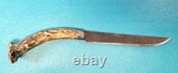Antique Stag Handled Hunters Knife Straightback Crown Guard 9 Long TR1541
