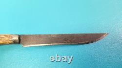 Antique Stag Handled Hunters Knife Straightback Crown Guard 9 Long TR1541