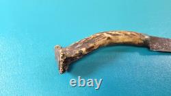 Antique Stag Handled Hunters Knife Straightback Crown Guard 9 Long TR1541