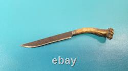 Antique Stag Handled Hunters Knife Straightback Crown Guard 9 Long TR1541