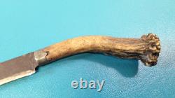 Antique Stag Handled Hunters Knife Straightback Crown Guard 9 Long TR1541