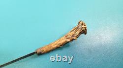 Antique Stag Handled Hunters Knife Straightback Crown Guard 9 Long TR1541
