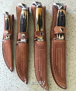 Antique/vintage Stag Case XX USA 1977 Blue Scroll Hunting Knife Set/lot/ Sweet