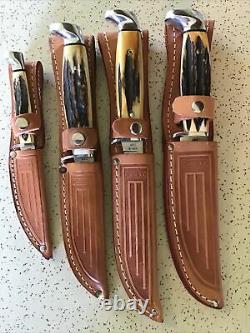 Antique/vintage Stag Case XX USA 1978 Red Letter Hunting Knife Set/lot/ Mint Pcs