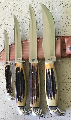 Antique/vintage Stag Case XX USA 1978 Red Letter Hunting Knife Set/lot/ Mint Pcs