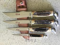 Antique/vintage Stag Case XX USA 1978 Red Letter Hunting Knife Set/lot/ Mint Pcs