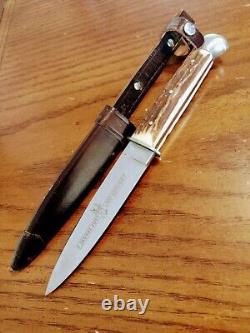 Anton Wingen Jägers Lust Stag Handle Hunting Knife With Leather Case (RARE)